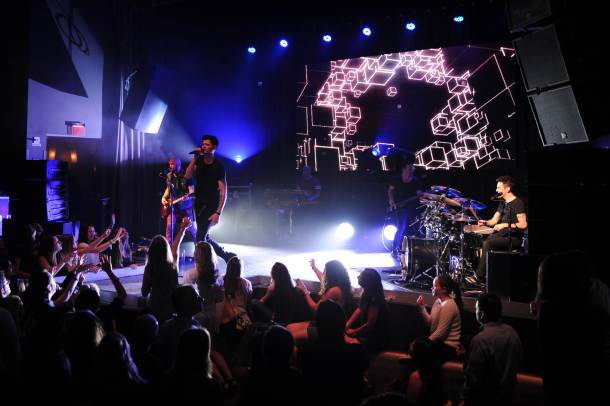 The Script performs during the Y-100 pre Jingelball Party at Liv Nightclub held at the Fontainebleau.